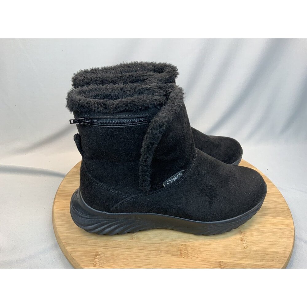 Tony Little Cheeks Fit Size 6 Body Sport Boots Side Zip Faux Fur Black